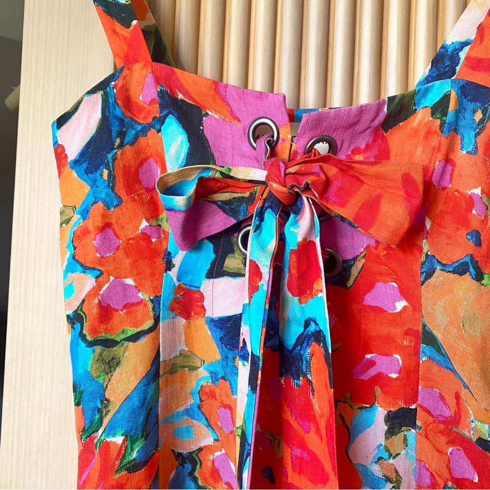 Mara Hoffman mei linen midi dress red florals - Picture 5 of 13